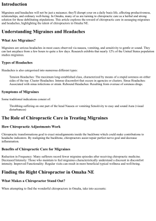 Migraines and Headaches? How Chiropractic Care in Omaha Can Provide Relief