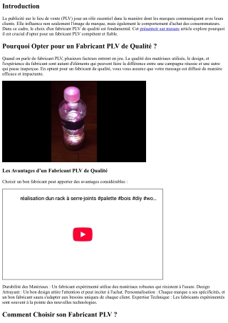 Pourquoi Opter pour un Fabricant PLV de Qualité ?
