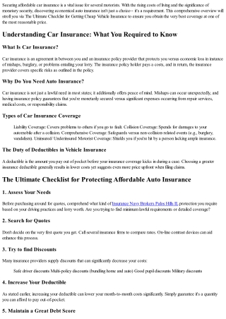 The Ultimate List for Securing Cheap Car Insurance