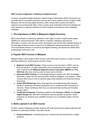 seo course malaysia