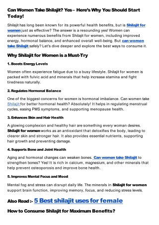 Can Women Take Shilajit Yes – Here’s Why You Should Start Today!