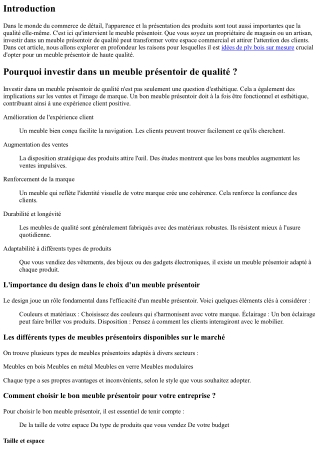 Pourquoi investir dans un meuble présentoir de qualité ?