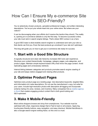 How Can I Ensure My e-commerce Site Is SEO-Friendly