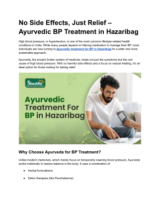 Ayurvedic Treatment for BP in Hazaribag – Natural Relief Without Side Effects