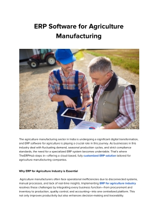 Best ERP Software for Agriculture Manufacturing Industry in India