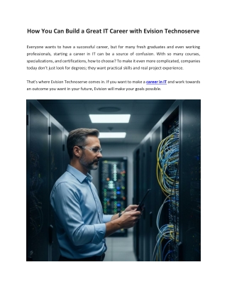 How You Can Build a Great IT Career with Evision Technoserve