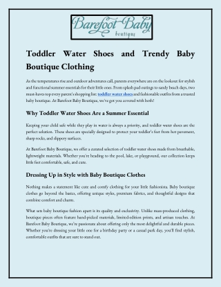 Toddler Water Shoes and Trendy Baby Boutique Clothing