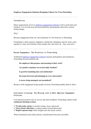Employee Engagement Solutions Designing Cultures for True Flourishing