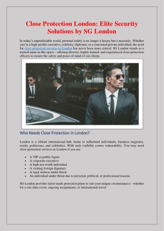 Close Protection London Elite Security Solutions