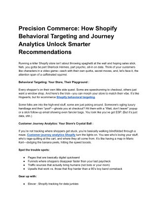 Precision Commerce_ How Shopify Behavioral Targeting and Journey Analytics Unlock Smarter Recommendations