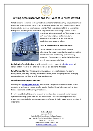 letting agents near me and the types of services