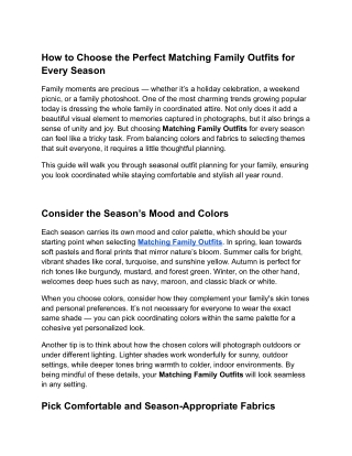 How to Choose the Perfect Matching Family Outfits for Every Season