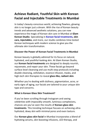 Korean Skin Care in Mumbai – Facial & Injectable Experts