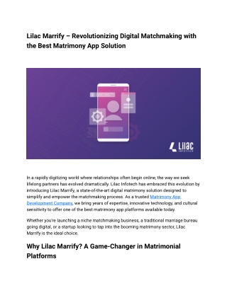 Best Matrimony App Solution