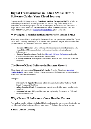 Reseller Software India for Digital Transformation | PI Software