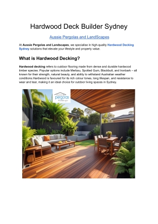 Hardwood Deck Builder Sydney _ Aussie Pergolas and Landscapes