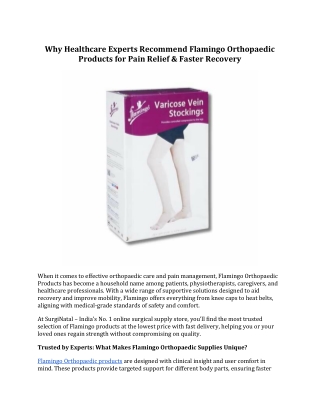 Why Healthcare Experts Recommend Flamingo Orthopaedic Products for Pain Relief