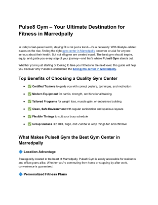 Pulse8 Gym – Your Ultimate Destination for Fitness in Marredpally