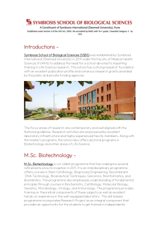 M.Sc. Biotechnology College, SSBS Pune