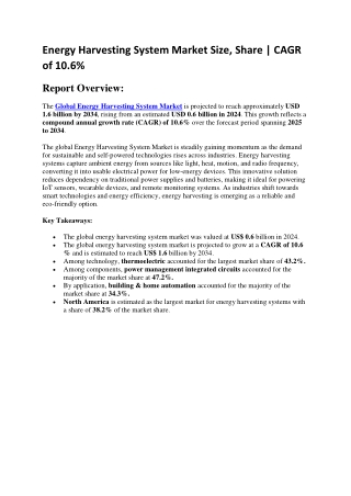 Energy Harvesting System Market to Expand with Sustainable Energy Trends