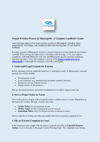 Tenant Eviction Process in Minneapolis: A Complete Landlord's Guide