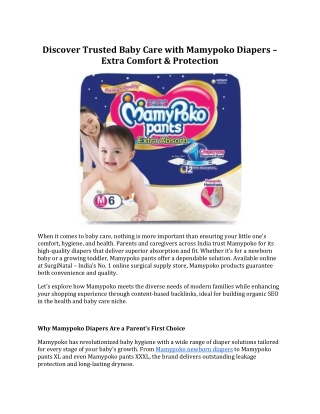 Discover Trusted Baby Care with Mamypoko Diapers – Extra Comfort & Protection