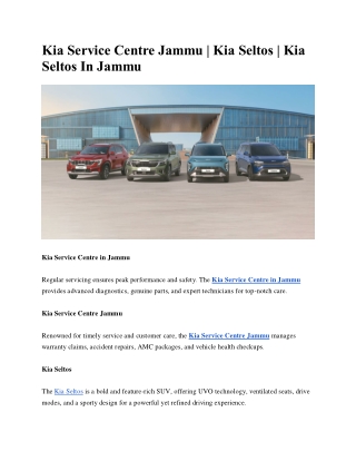Kia Service Centre Jammu | Kia Seltos | Kia Seltos In Jammu