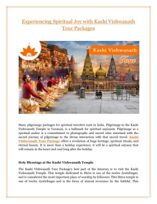Experiencing Spiritual Joy with Kashi Vishwanath Tour Packages