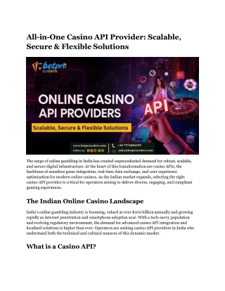 all in one casino api provider scalable secure