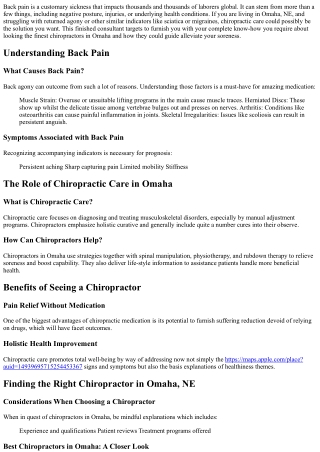Back Pain No More: Your Guide to the Top Chiropractors in Omaha, NE