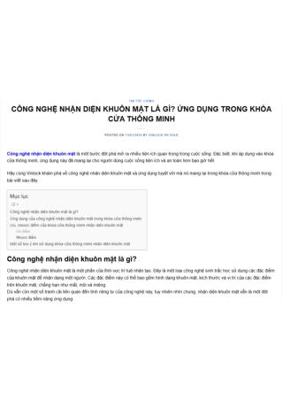 CÔNG NGHỆ NHẬN DIỆN KHUÔN MẶT LÀ GÌ ỨNG DỤNG TRONG KHÓA CỬA THÔNG MINH