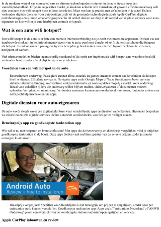 Auto met wifi hotspot: wat kun je ermee?
