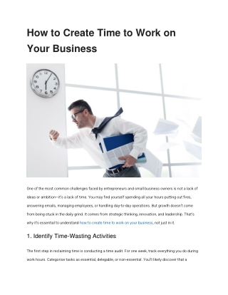 How to Create Time to Work on Your Business