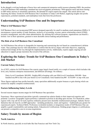 Exploring the Salary Trends for SAP Business One Consultants in Today's Job Mark