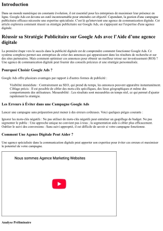 Réussir sa Stratégie Publicitaire sur Google Ads avec l’Aide d’une agence digita