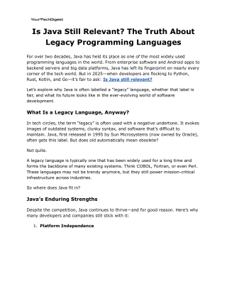 is java still relevant the truth about legacy