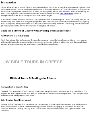 Taste the Flavors of Greece with Evening Food Experiences