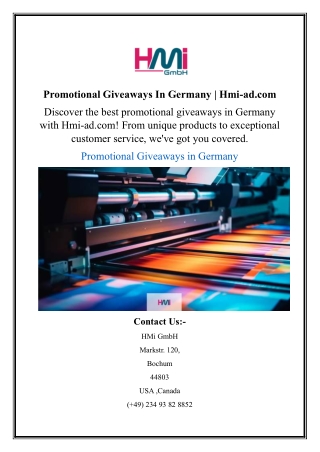 Promotional Giveaways In Germany | Hmi-ad.com