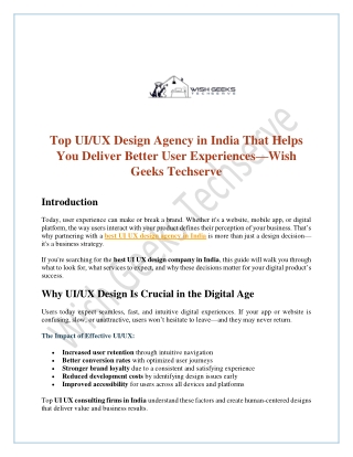 Top UI UX Design Agency in India That Helps You Deliver Better User Experiences—Wish Geeks Techserve