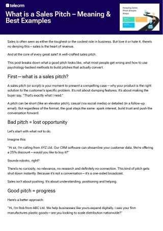 What is a Sales Pitch