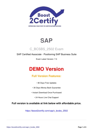 C_BCSBS_2502 Exam Practice Tests for SAP | Boost2Certify