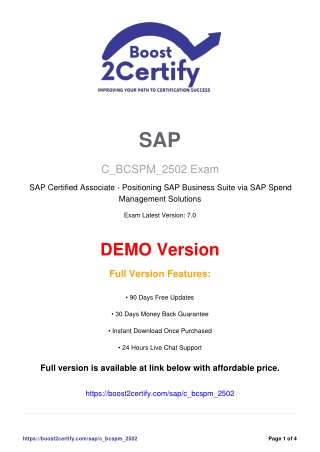 C_BCSPM_2502 Exam Practice Tests for SAP | Boost2Certify