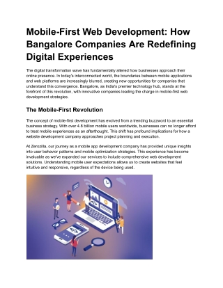 Mobile-First Web Development_ How Bangalore Companies Are Redefining Digital Experiences
