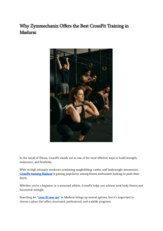 Why Zymmechanix Offers the Best CrossFit Training in Madurai