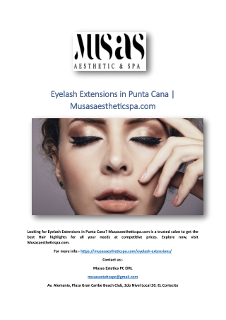 Eyelash Extensions in Punta Cana | Musasaestheticspa.com