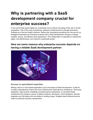 Why is partnering with a SaaS development company crucial for enterprise success?