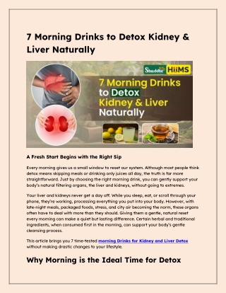 7 Morning Drinks to Detox Kidney & Liver Naturally
