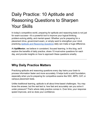 daily practice 10 aptitude and reasoning