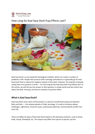How Long Do Kaal Sarp Dosh Puja Effects Last