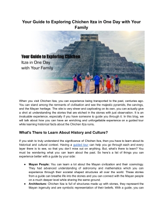 Your Guide to Exploring Chichen Itza in One Day with Your Family